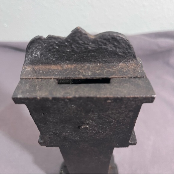 Vintage Cast Iron Grandfather Clock Still Bank Fleur-de-lis Antique Coin Bank - Picture 11 of 14